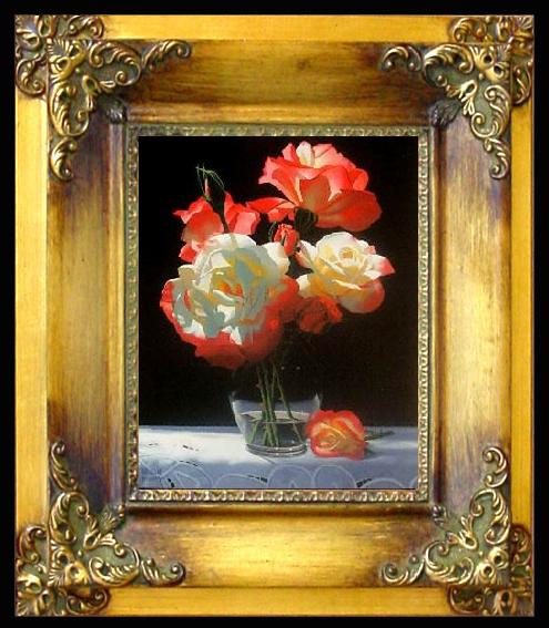 framed  unknow artist Still life floral, all kinds of reality flowers oil painting  53, Ta040